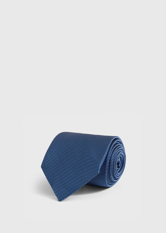 Woven Silk Micro Dot Tie Black - Paul Stuart