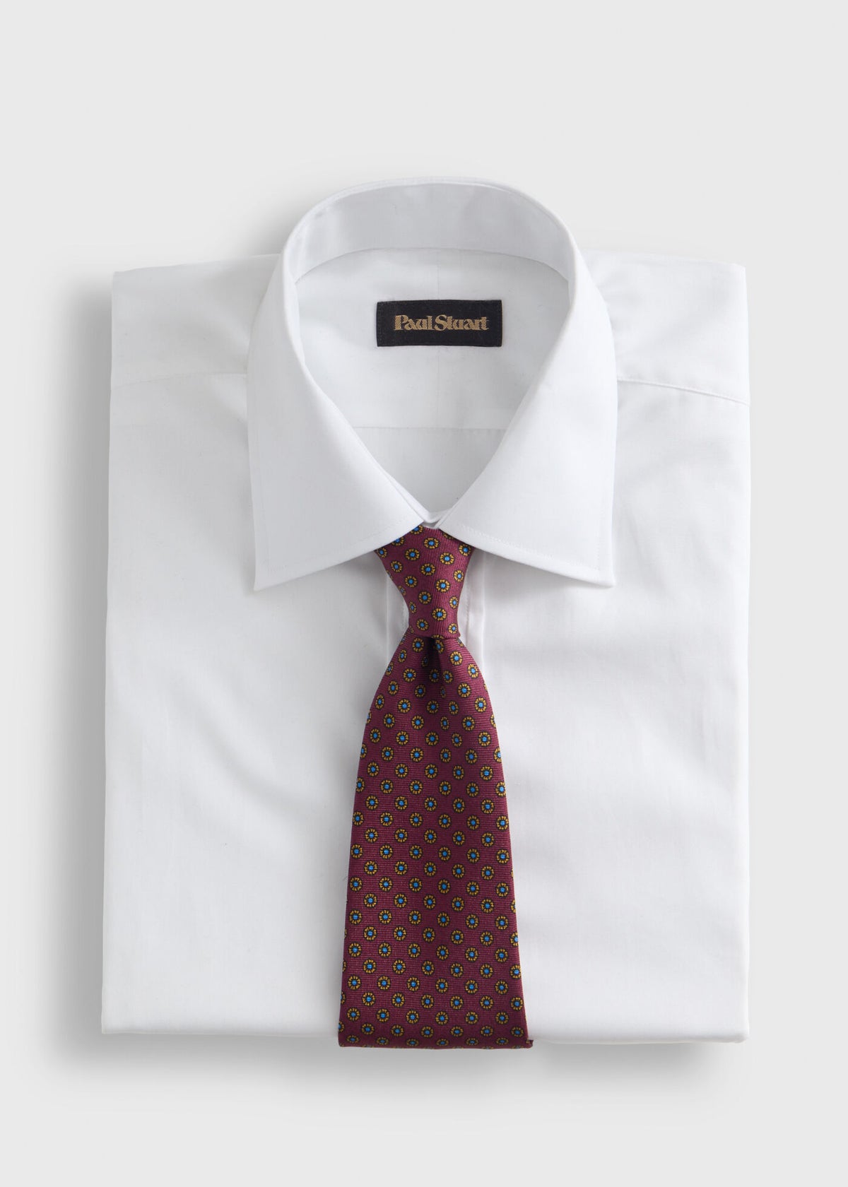 Micro Medallion Printed Silk Tie Burgundy - Paul Stuart