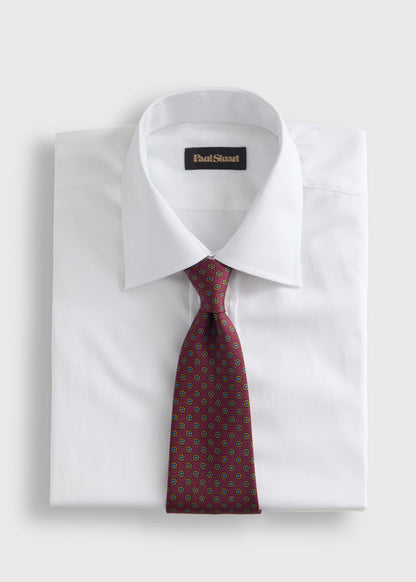 Micro Medallion Printed Silk Tie Burgundy - Paul Stuart