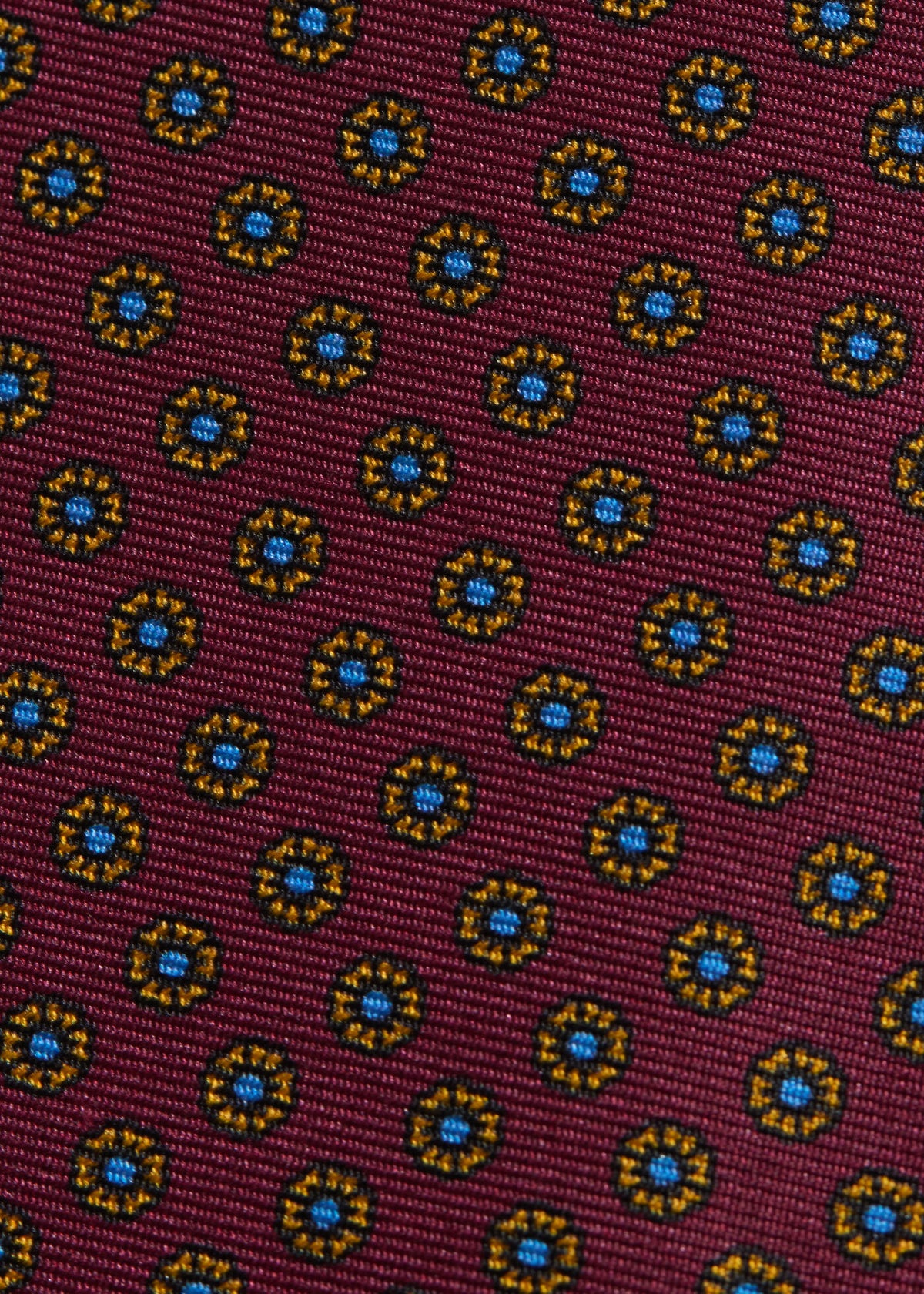 Micro Medallion Printed Silk Tie Burgundy - Paul Stuart