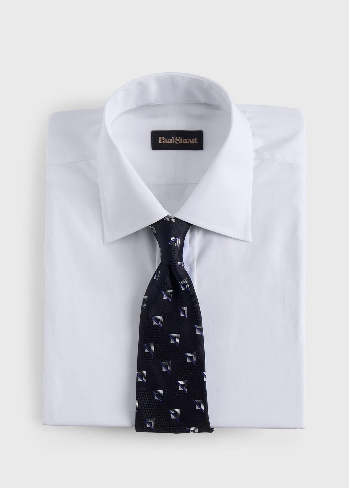Woven Silk Triangle Deco Tie Black - Paul Stuart
