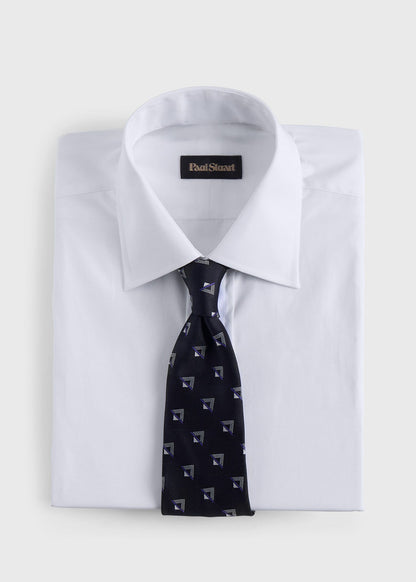 Woven Silk Triangle Deco Tie Black - Paul Stuart