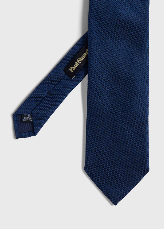 Solid Silk Garza Tie Black - Paul Stuart