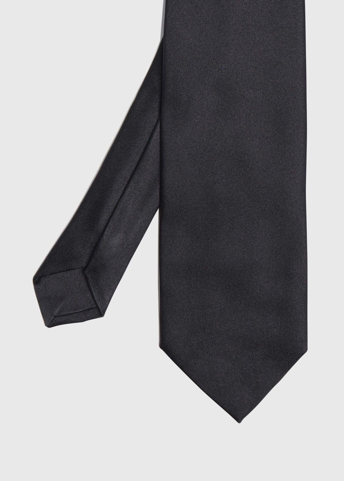 Solid Silk Tie Black - Paul Stuart