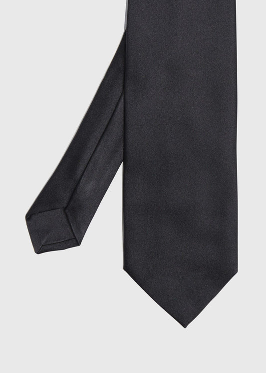 Solid Silk Tie Black - Paul Stuart