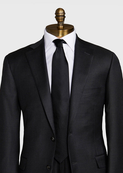 Solid Silk Tie Black - Paul Stuart