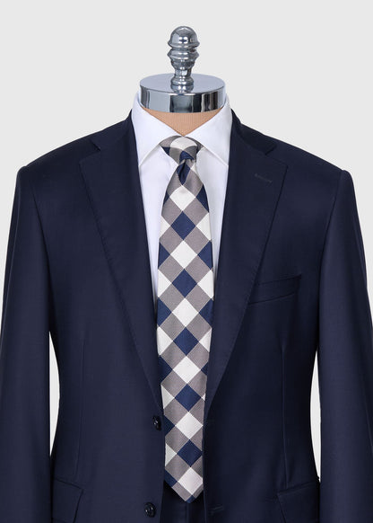 Woven Check Tie Blue - Paul Stuart