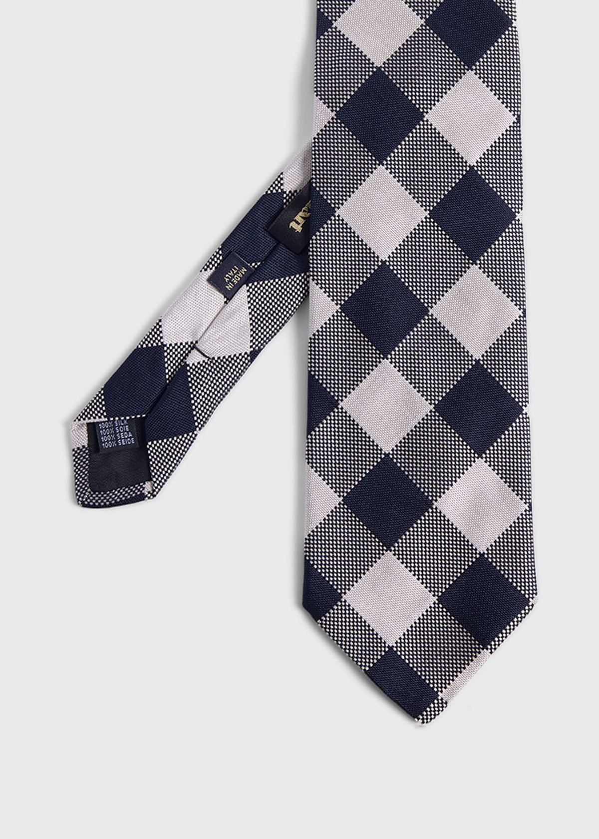 Woven Check Tie Blue - Paul Stuart