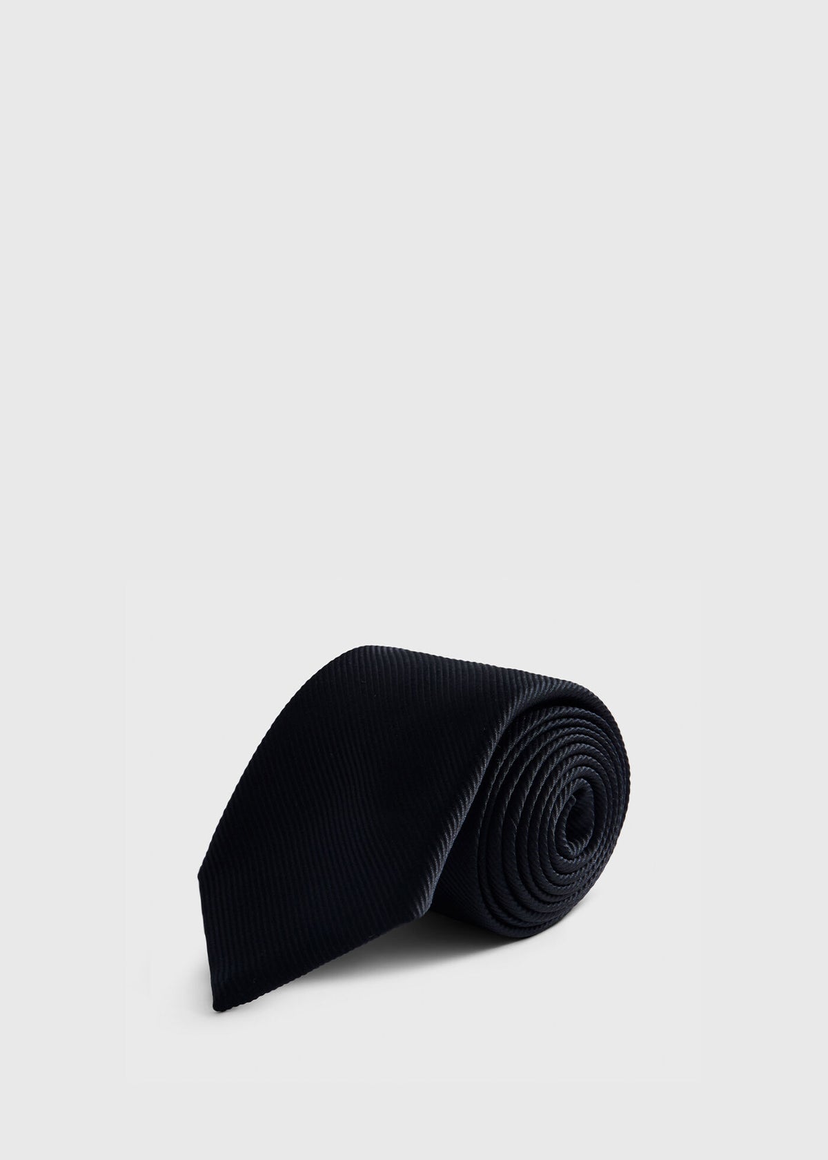 Solid Mogador Silk & Cotton Tie Black - Paul Stuart