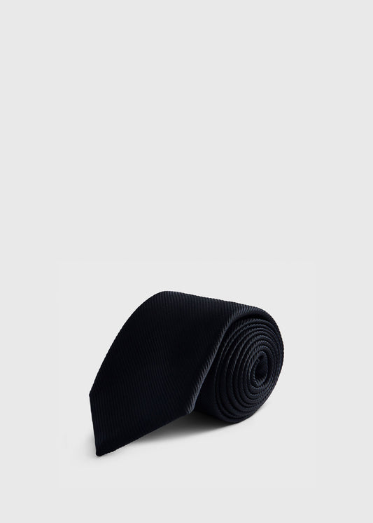 Solid Mogador Silk & Cotton Tie Black - Paul Stuart