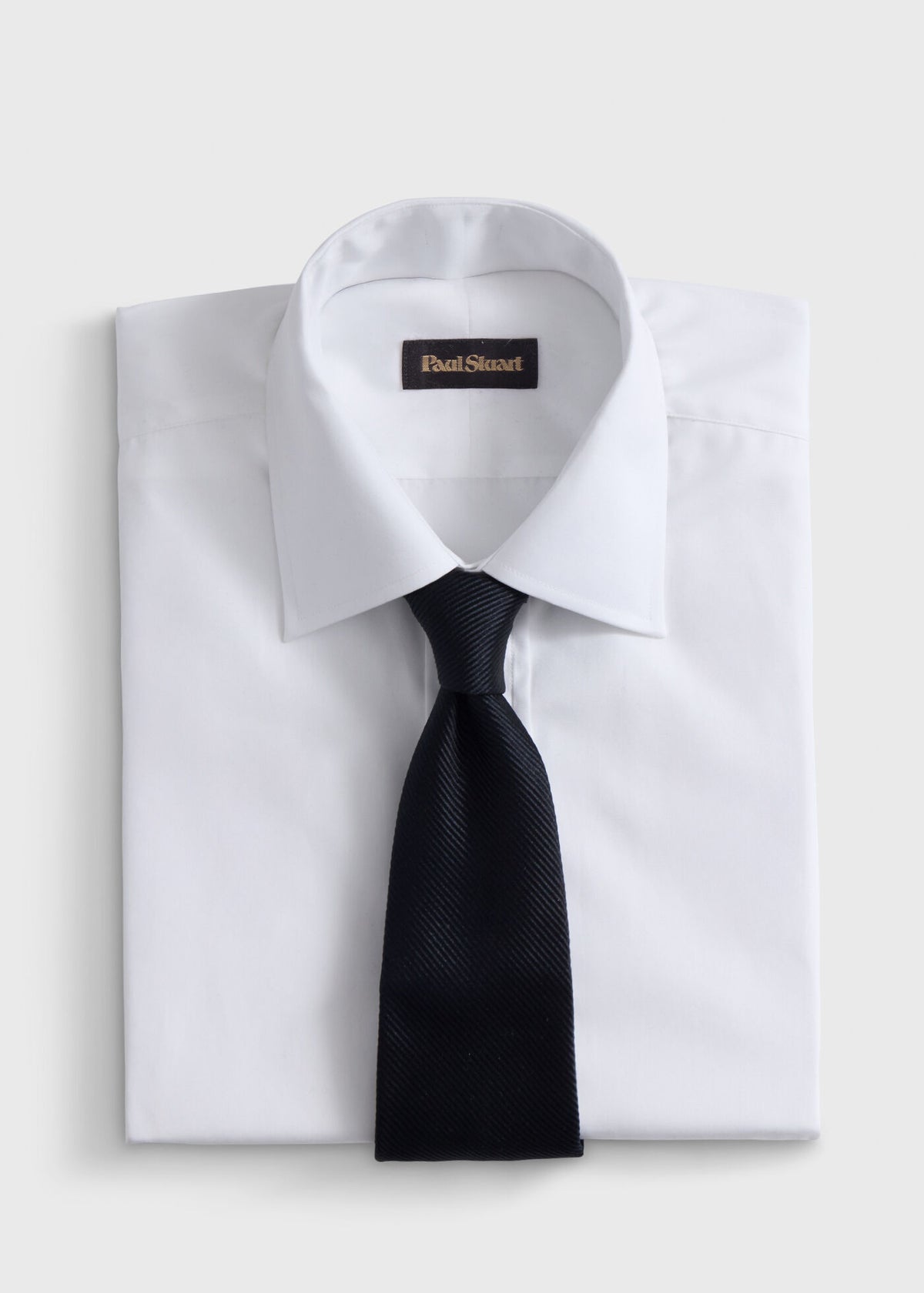 Solid Mogador Silk & Cotton Tie Black - Paul Stuart