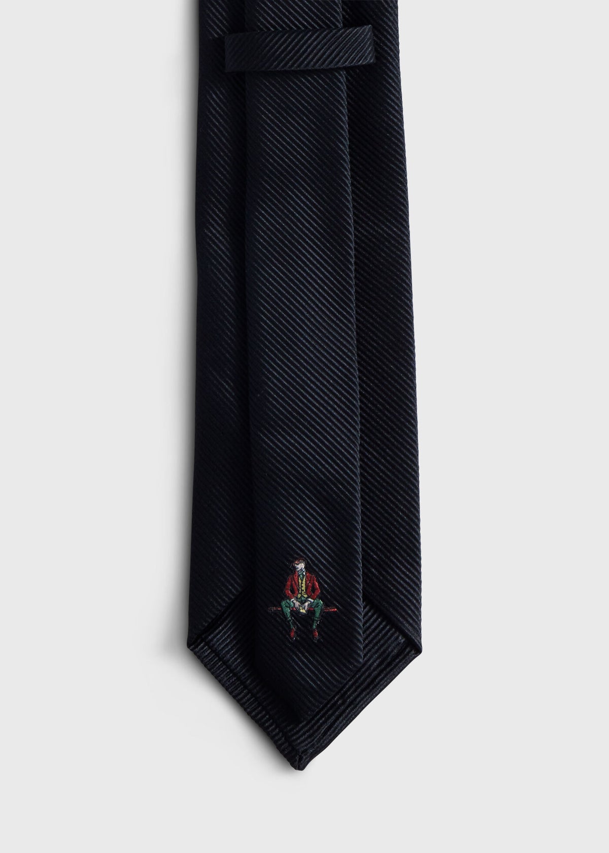 Solid Mogador Silk & Cotton Tie Black - Paul Stuart