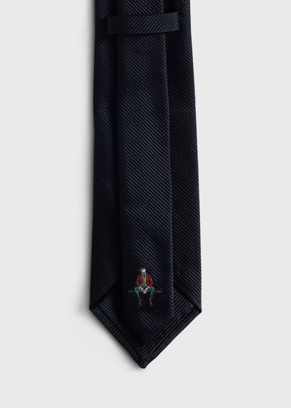 Solid Mogador Silk & Cotton Tie Black - Paul Stuart