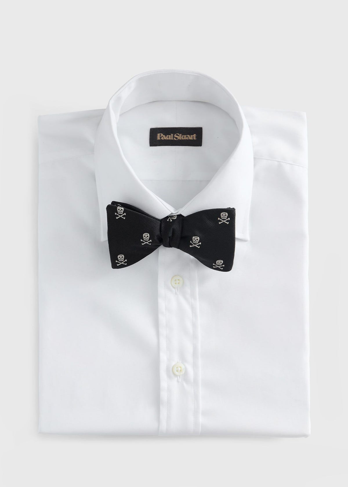 Woven Silk Skull & Bone Bow Tie Black - Paul Stuart