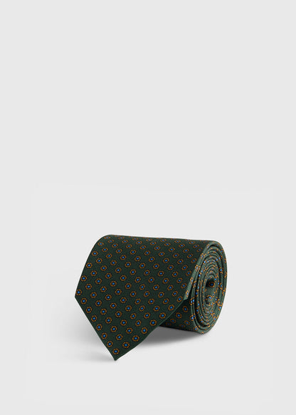 Micro Medallion Printed Silk Tie Burgundy - Paul Stuart