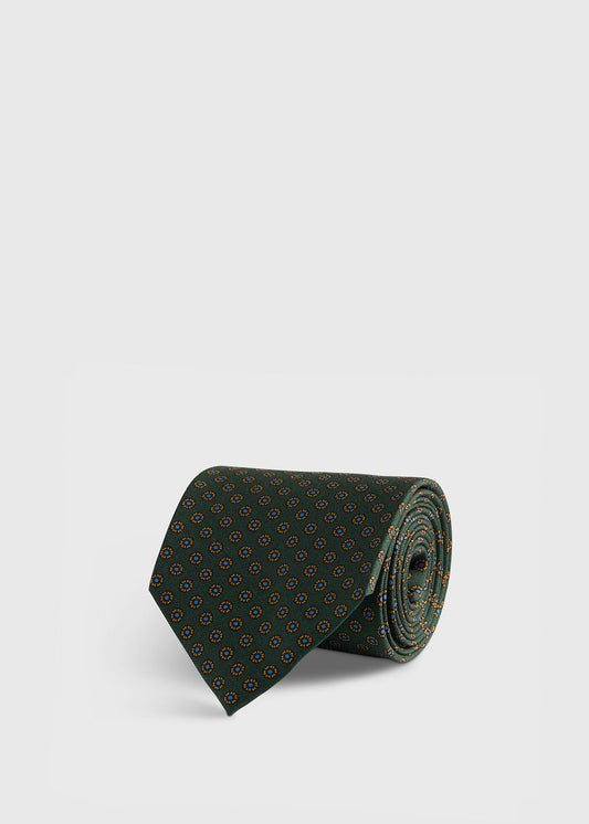 Micro Medallion Printed Silk Tie Burgundy - Paul Stuart