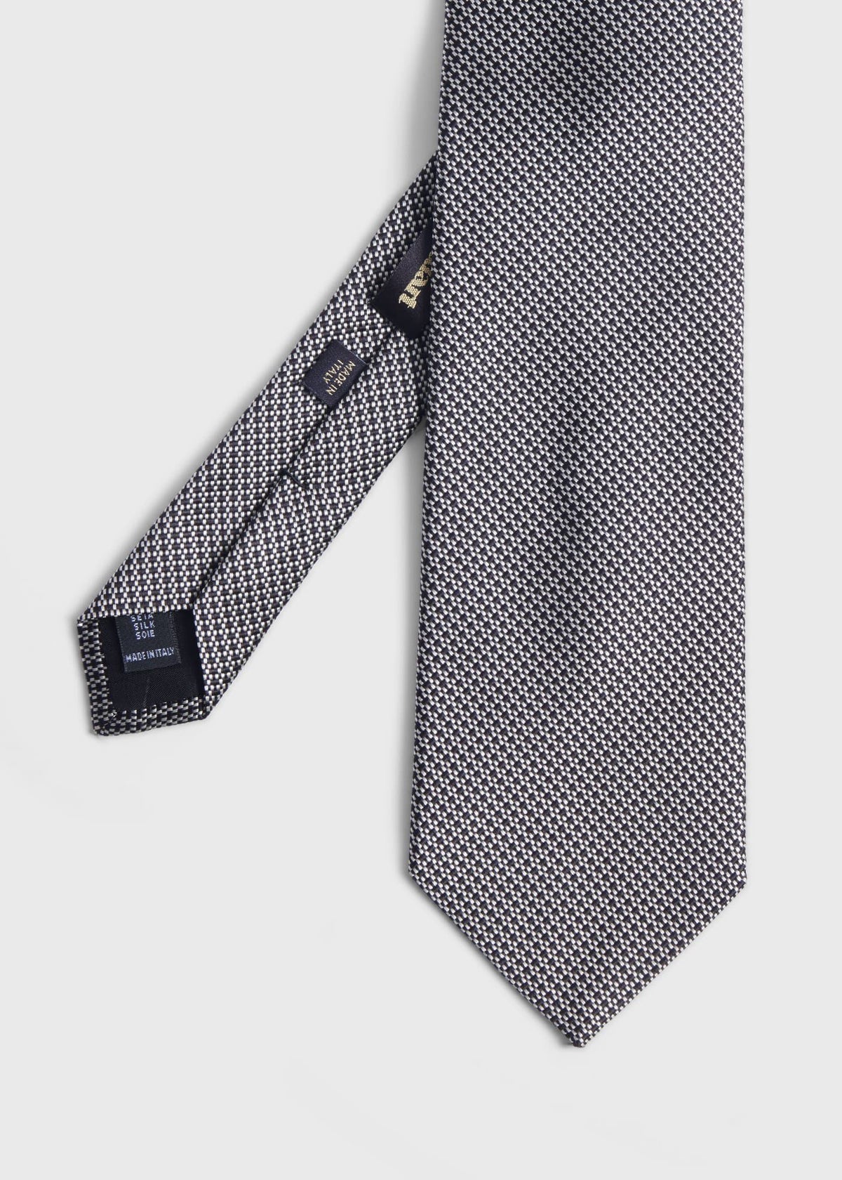 Woven Silk Micro Deco Tie Black - Paul Stuart