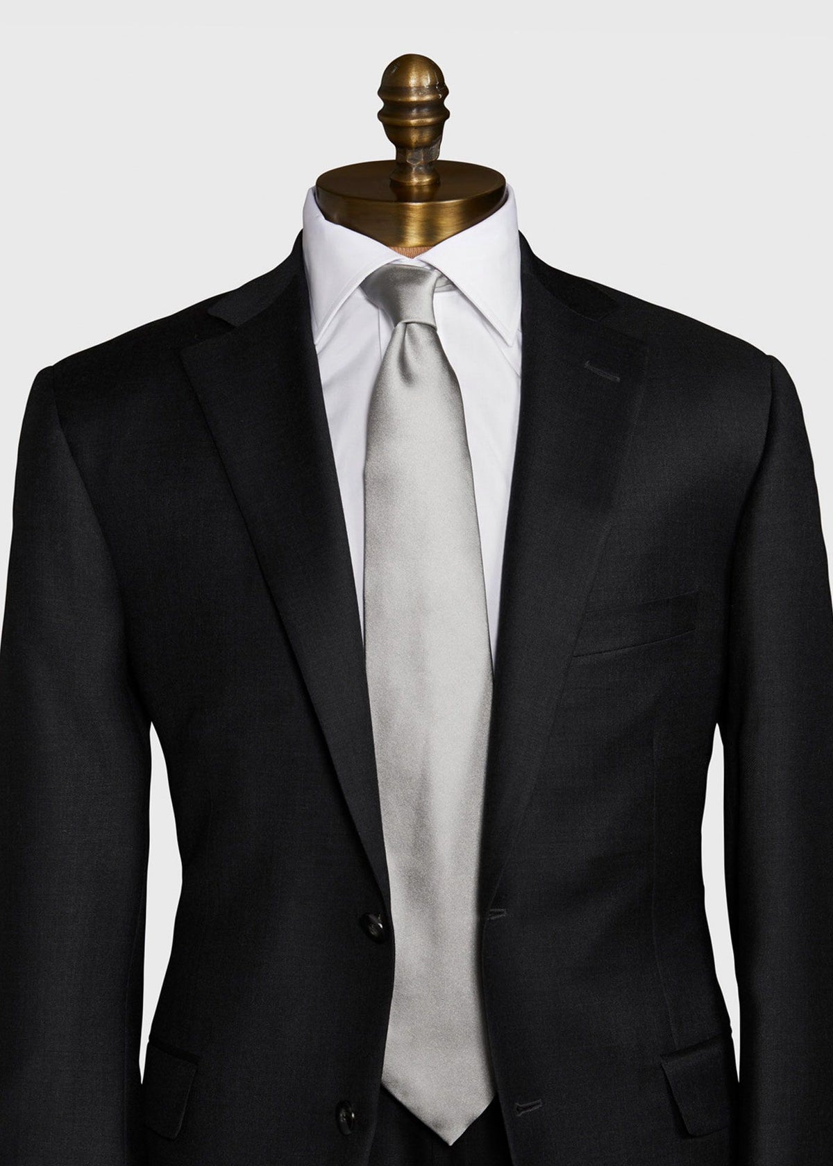 Solid Silk Tie Black - Paul Stuart