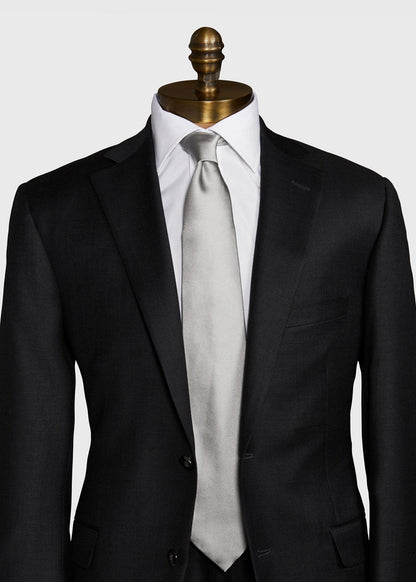 Solid Silk Tie Black - Paul Stuart