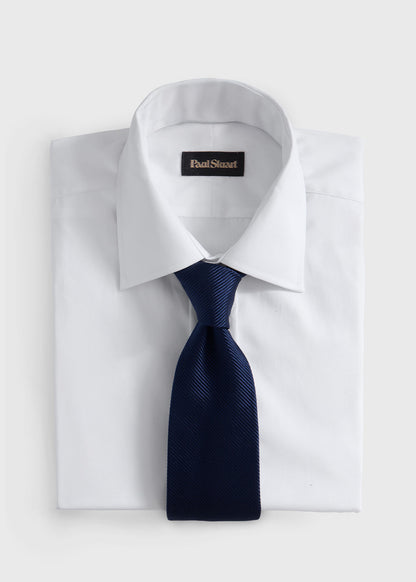 Solid Mogador Silk & Cotton Tie Black - Paul Stuart