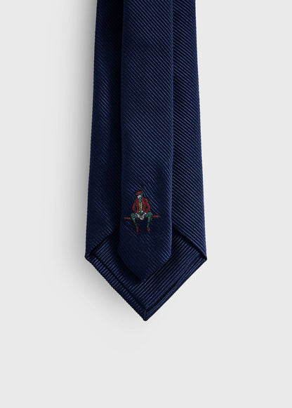 Solid Mogador Silk & Cotton Tie Black - Paul Stuart