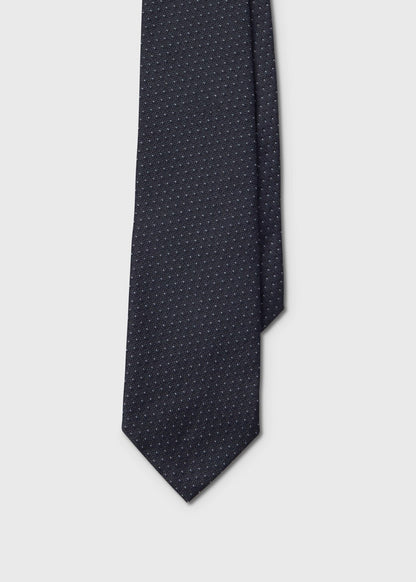Woven Silk Micro Pattern Tie Black - Paul Stuart