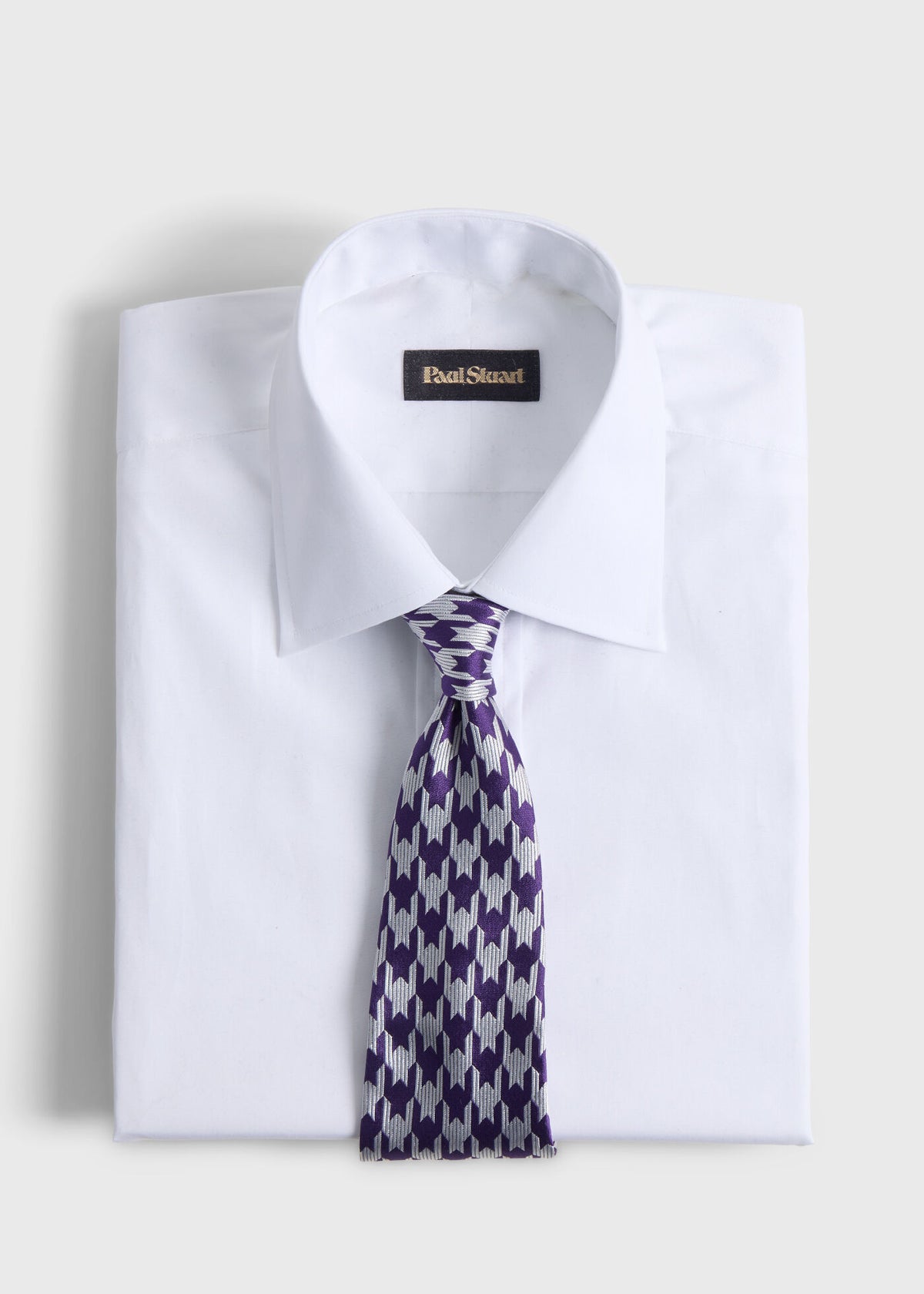 Woven Silk Houndstooth Tie Navy - Paul Stuart