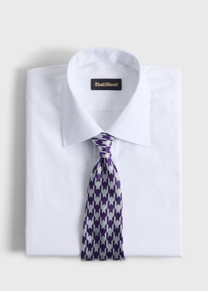 Woven Silk Houndstooth Tie Navy - Paul Stuart