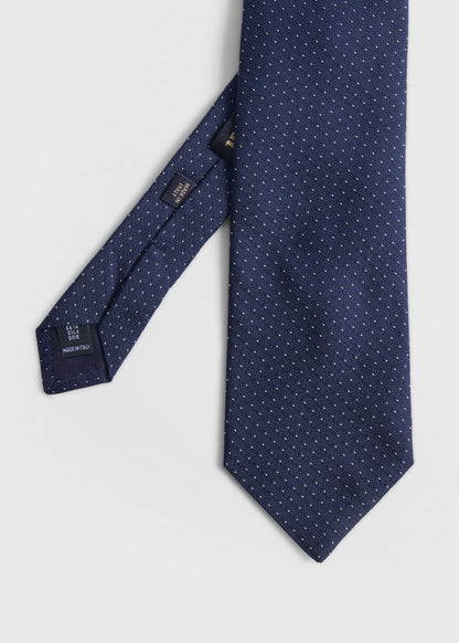 Woven Silk Micro Pattern Tie Black - Paul Stuart