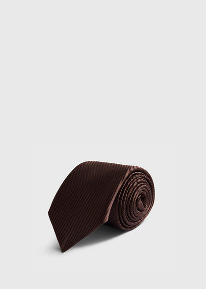 Solid Mogador Silk & Cotton Tie Black - Paul Stuart