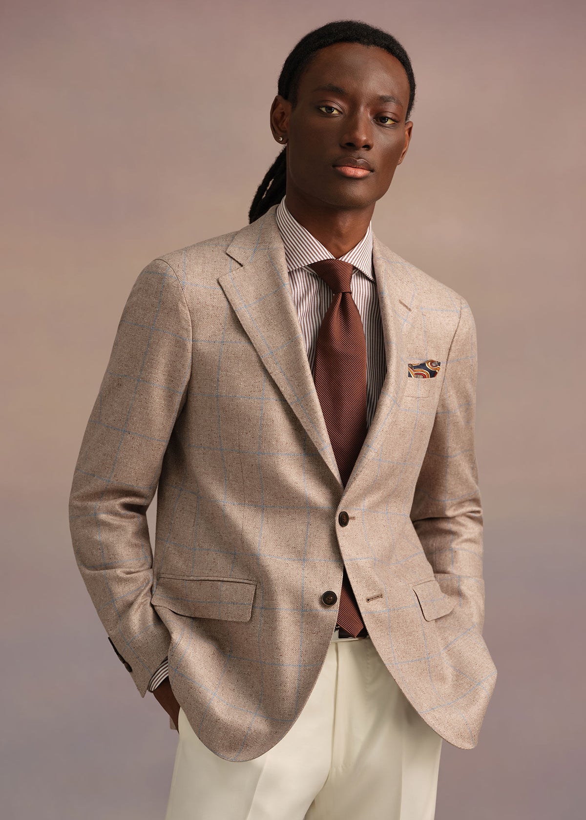 Solid Mogador Silk & Cotton Tie Black - Paul Stuart