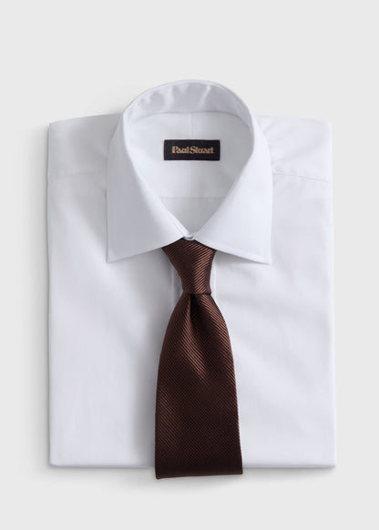 Solid Mogador Silk & Cotton Tie Black - Paul Stuart