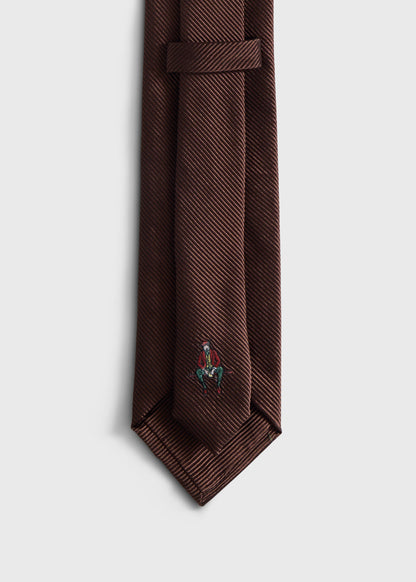 Solid Mogador Silk & Cotton Tie Black - Paul Stuart
