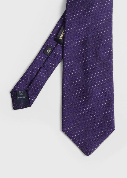 Woven Silk Micro Pattern Tie Black - Paul Stuart