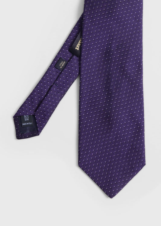 Woven Silk Micro Pattern Tie Black - Paul Stuart