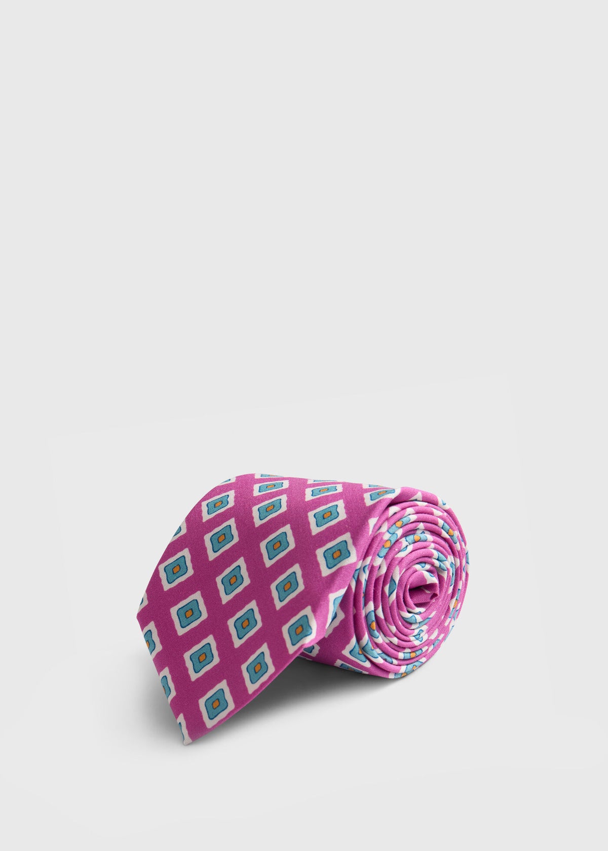 Medallion Print Habotai Silk Tie Fuschia - Paul Stuart