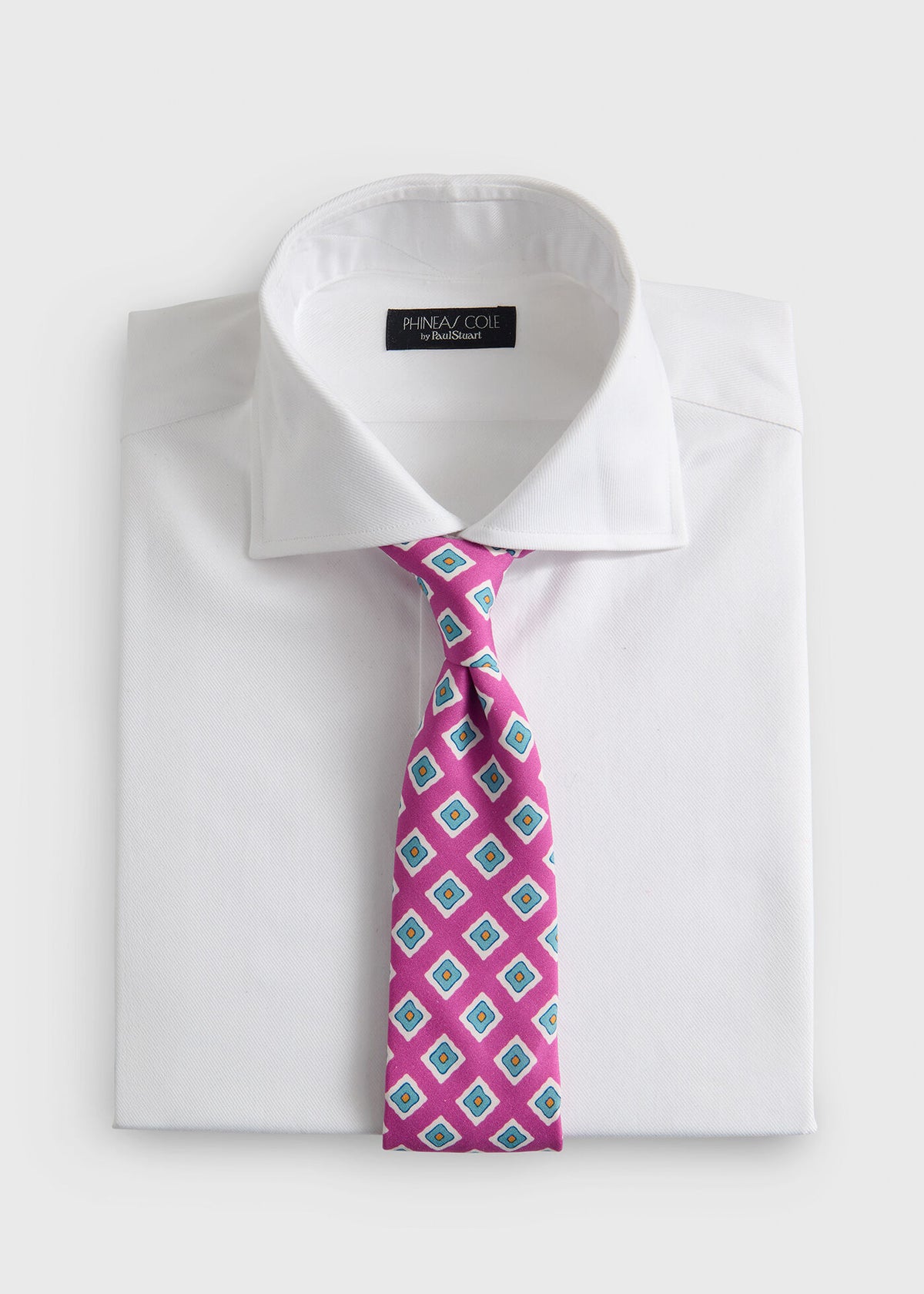 Medallion Print Habotai Silk Tie Fuschia - Paul Stuart