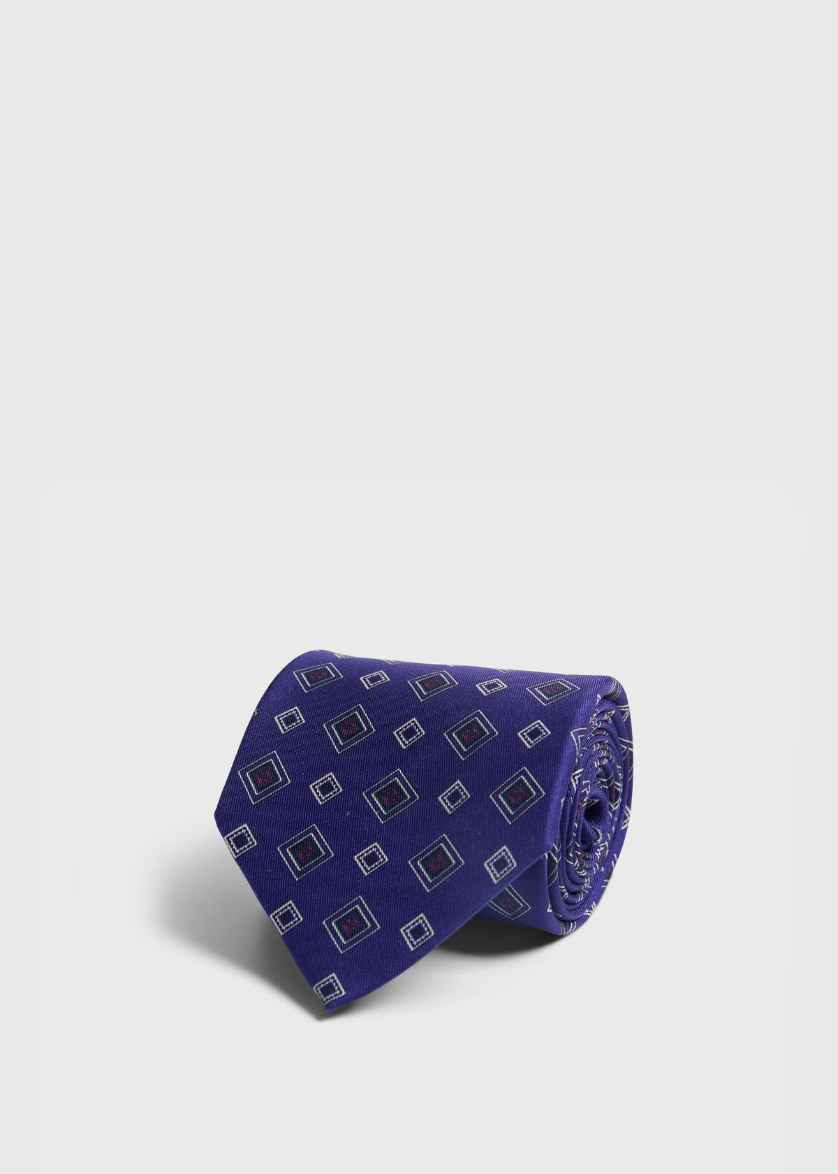 Printed Silk Square Medallion Tie Purple - Paul Stuart