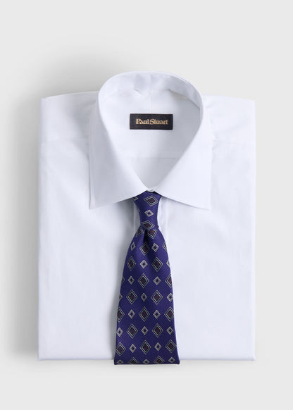 Printed Silk Square Medallion Tie Purple - Paul Stuart