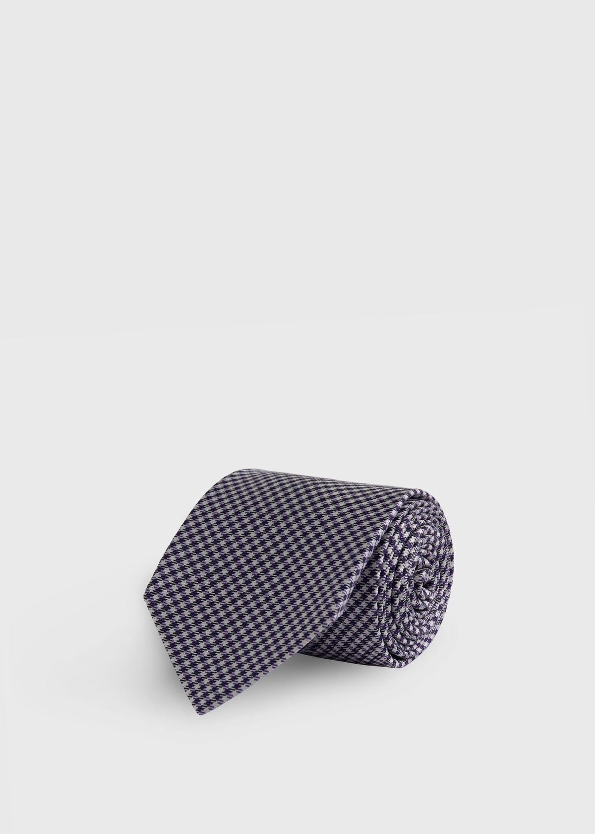 Woven Silk Houndstooth Tie Black - Paul Stuart