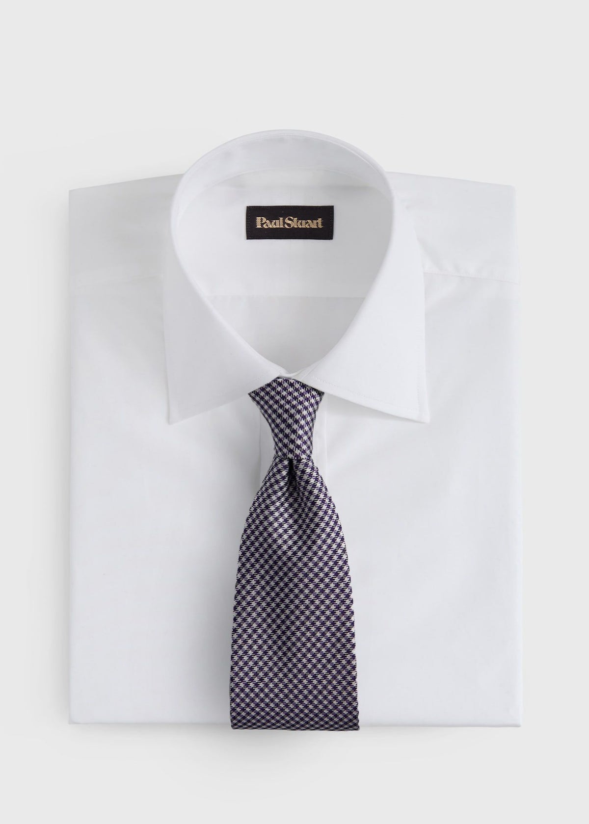 Woven Silk Houndstooth Tie Black - Paul Stuart