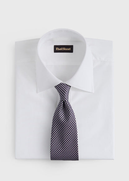 Woven Silk Houndstooth Tie Black - Paul Stuart