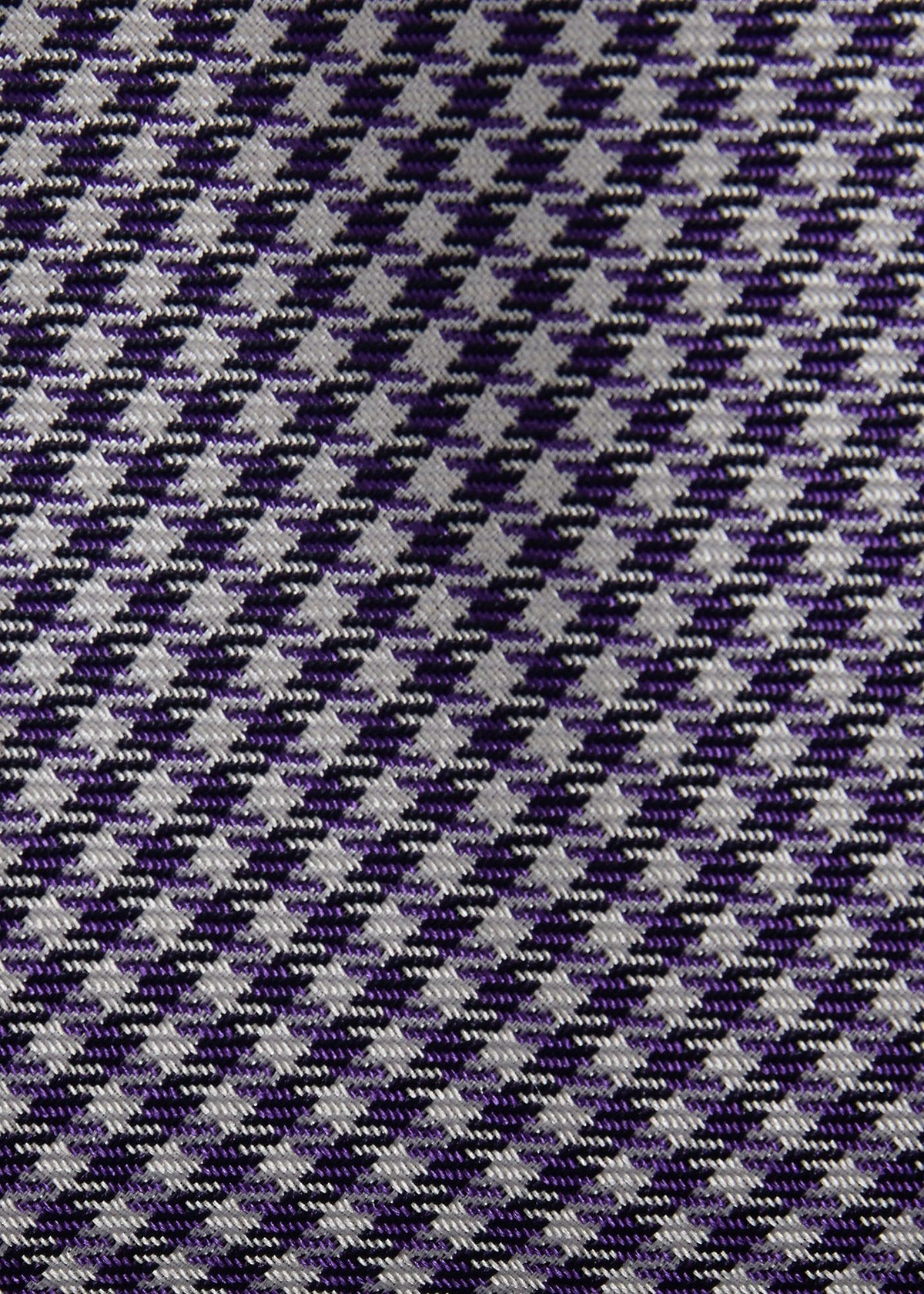 Woven Silk Houndstooth Tie Black - Paul Stuart
