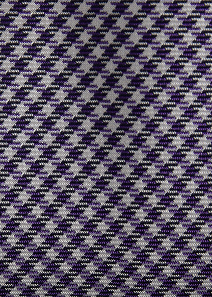 Woven Silk Houndstooth Tie Black - Paul Stuart