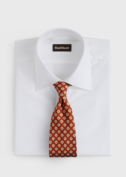 Silk Geometric Floral Tie Gold, unselectable - Paul Stuart