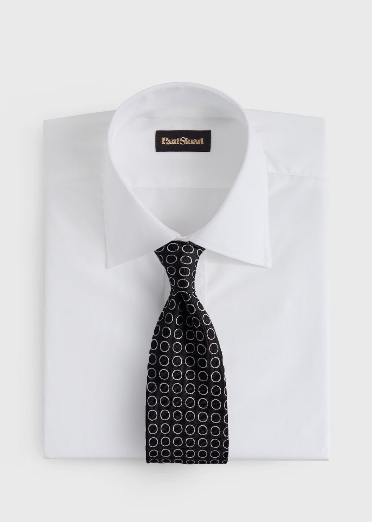 Woven Silk Circles Tie Black - Paul Stuart