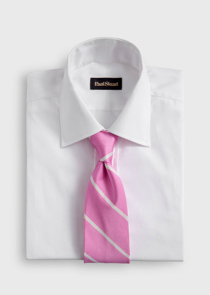 Silk Stripe Tie Pink - Paul Stuart