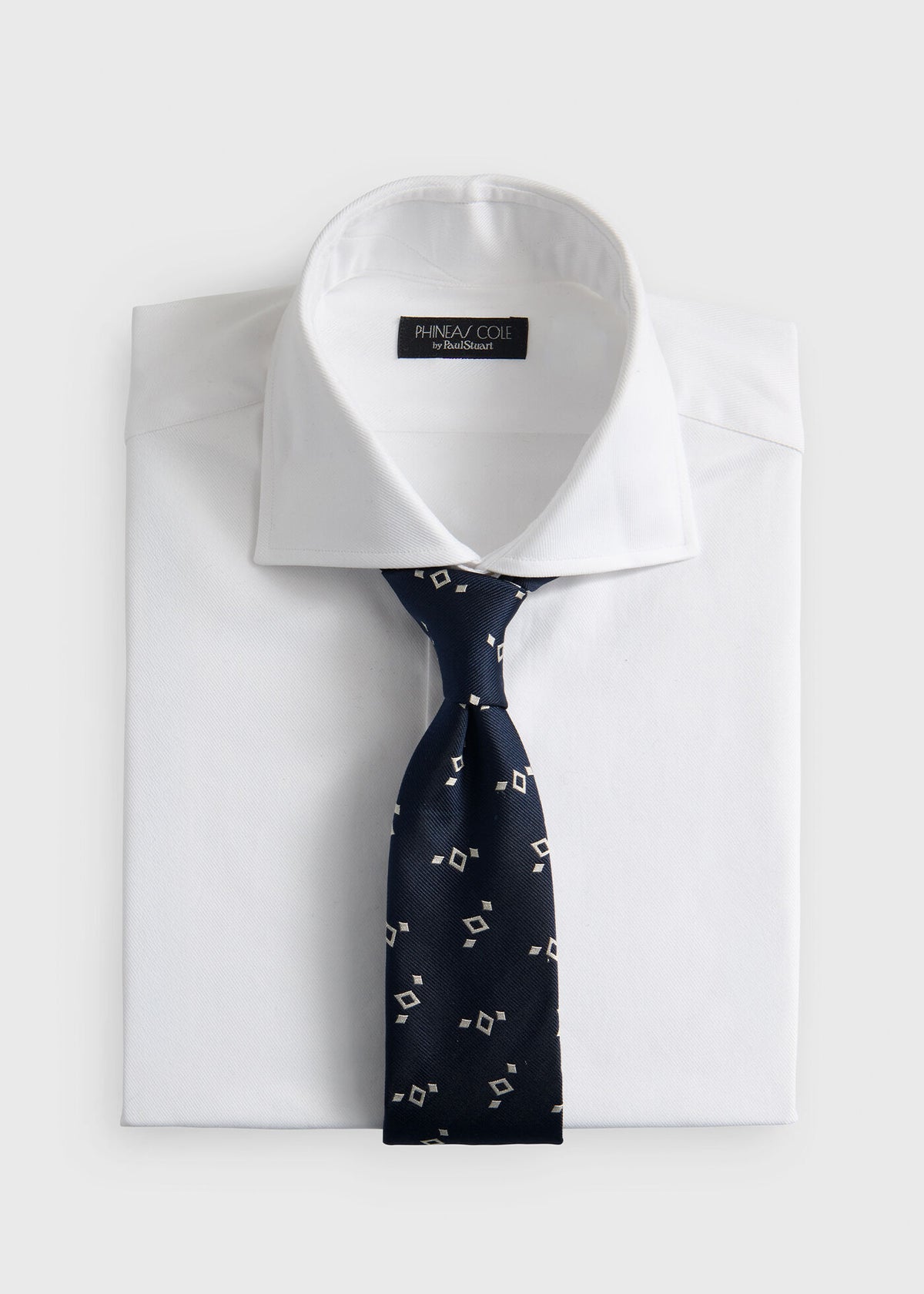 Silk Diamond Print Tie Navy - Paul Stuart