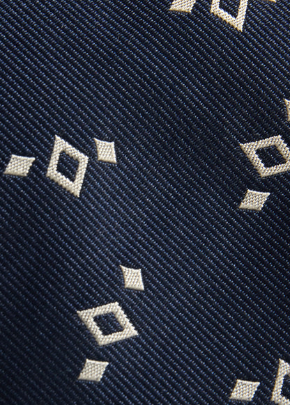 Silk Diamond Print Tie Navy - Paul Stuart