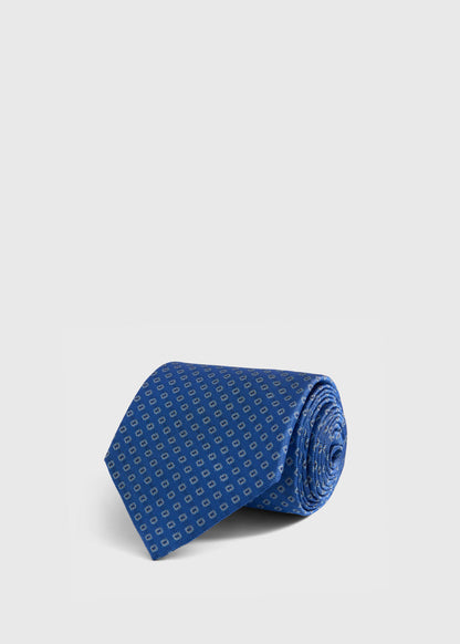Silk Micro Square Print Tie Light Blue - Paul Stuart